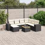 VIDAXL Salon de jardin 8 pcs avec coussins noir resine tressee