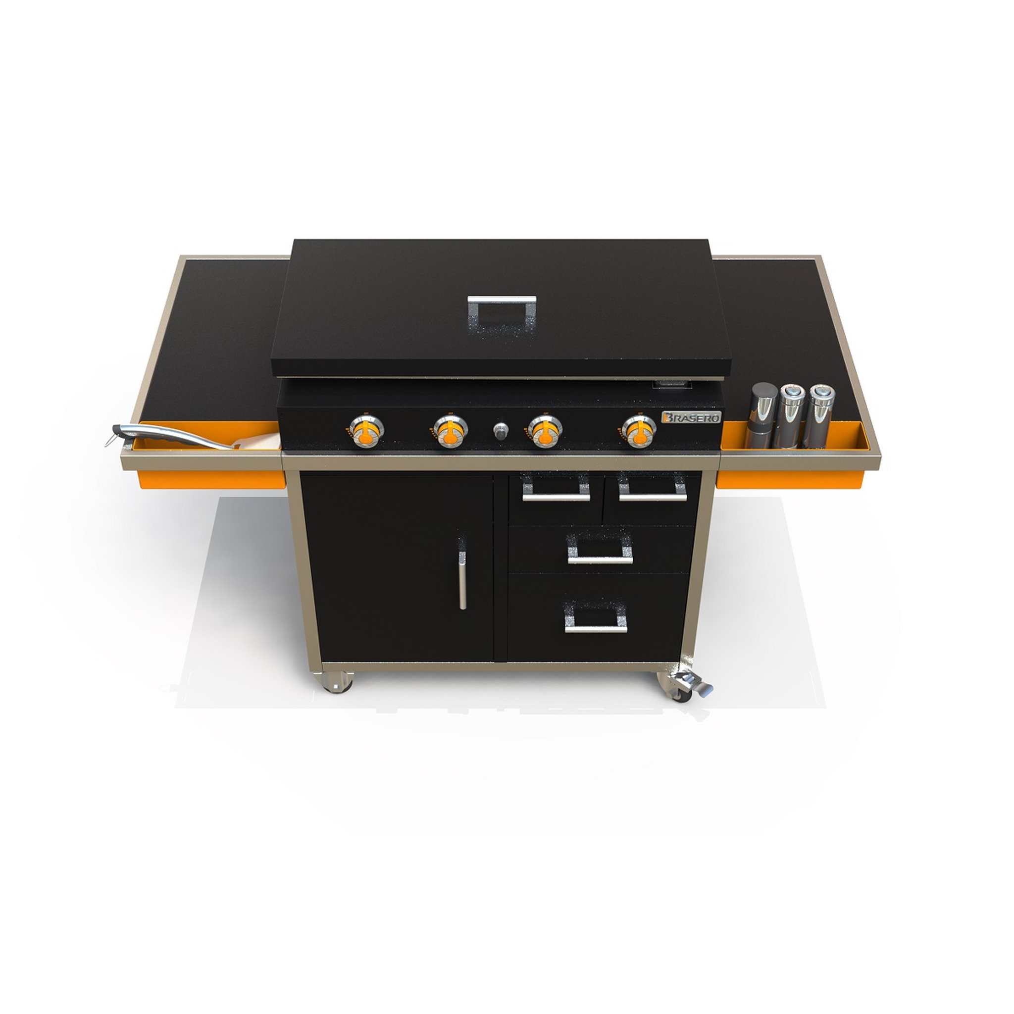 Voir la diapositive 5 : BRASERO Cusine d'extérieur plancha gaz 4 brûleurs BENITA