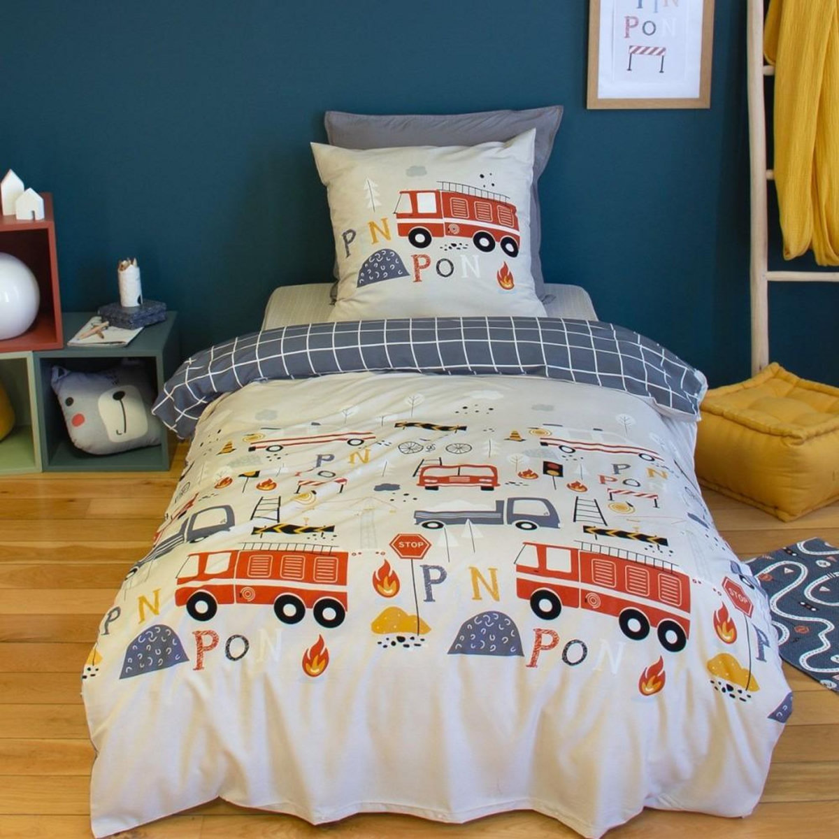 COTE DECO Housse de couette 140x200 + 1 taie FLAMMECHE