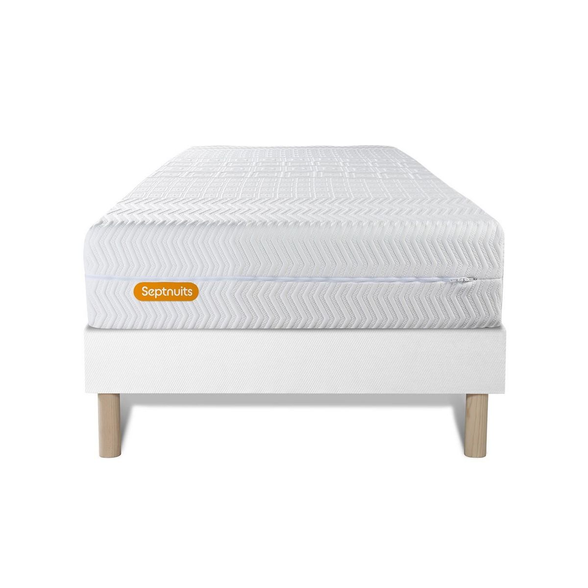 SEPTNUITS Matelas + sommier Memo Bio Mousse à mémoire de forme 5 zones de confort Maxi épaisseur Déhoussable