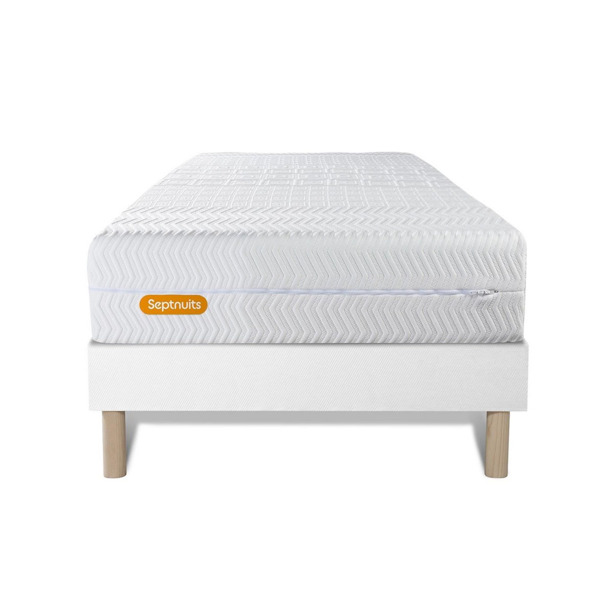 SEPTNUITS Matelas + sommier Memo Bio Mousse à mémoire de forme 5 zones de confort Maxi épaisseur Déhoussable