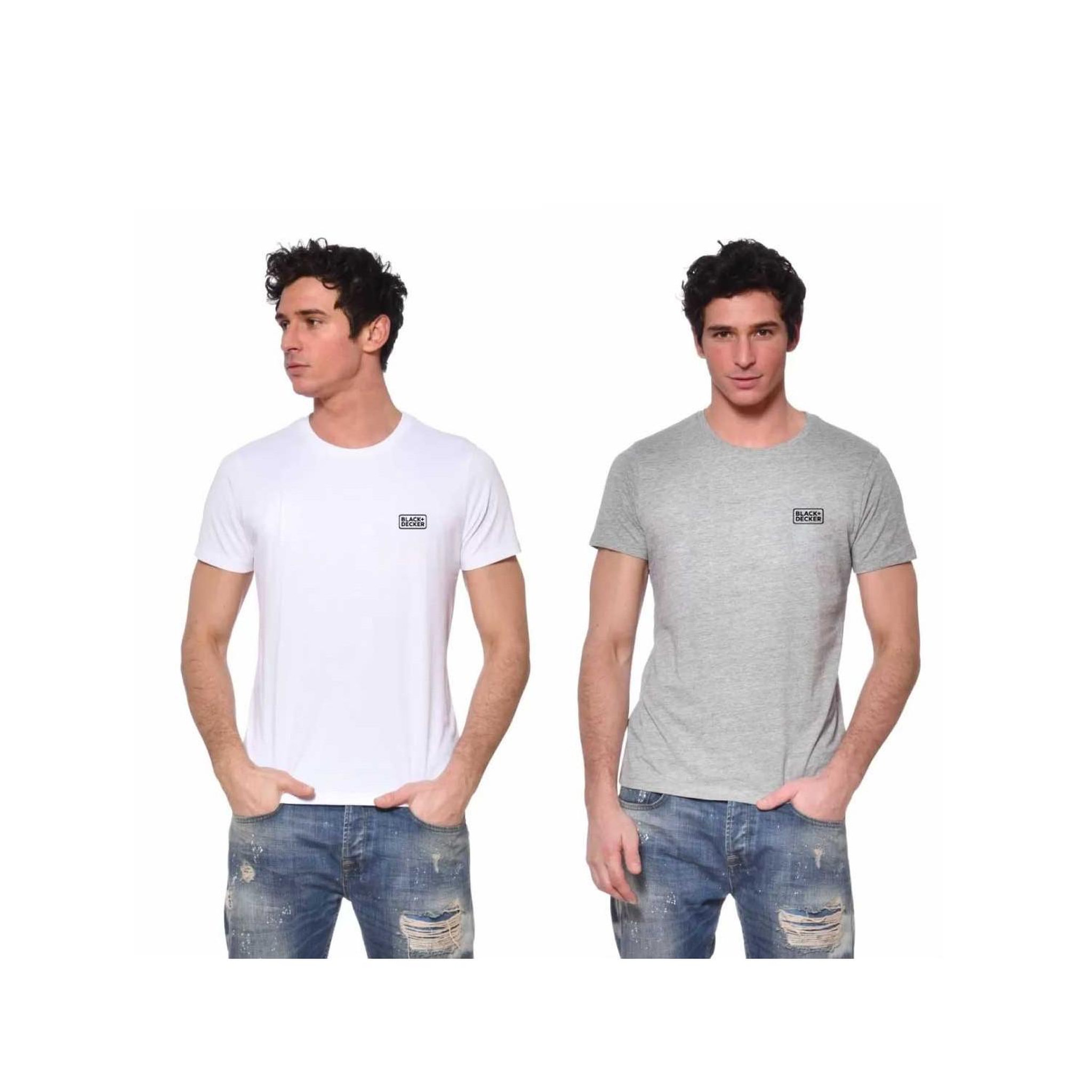 Voir la diapositive 1 : Black et Decker Lot de 2 t-shirts homme manches courtes en coton 140gr/m²