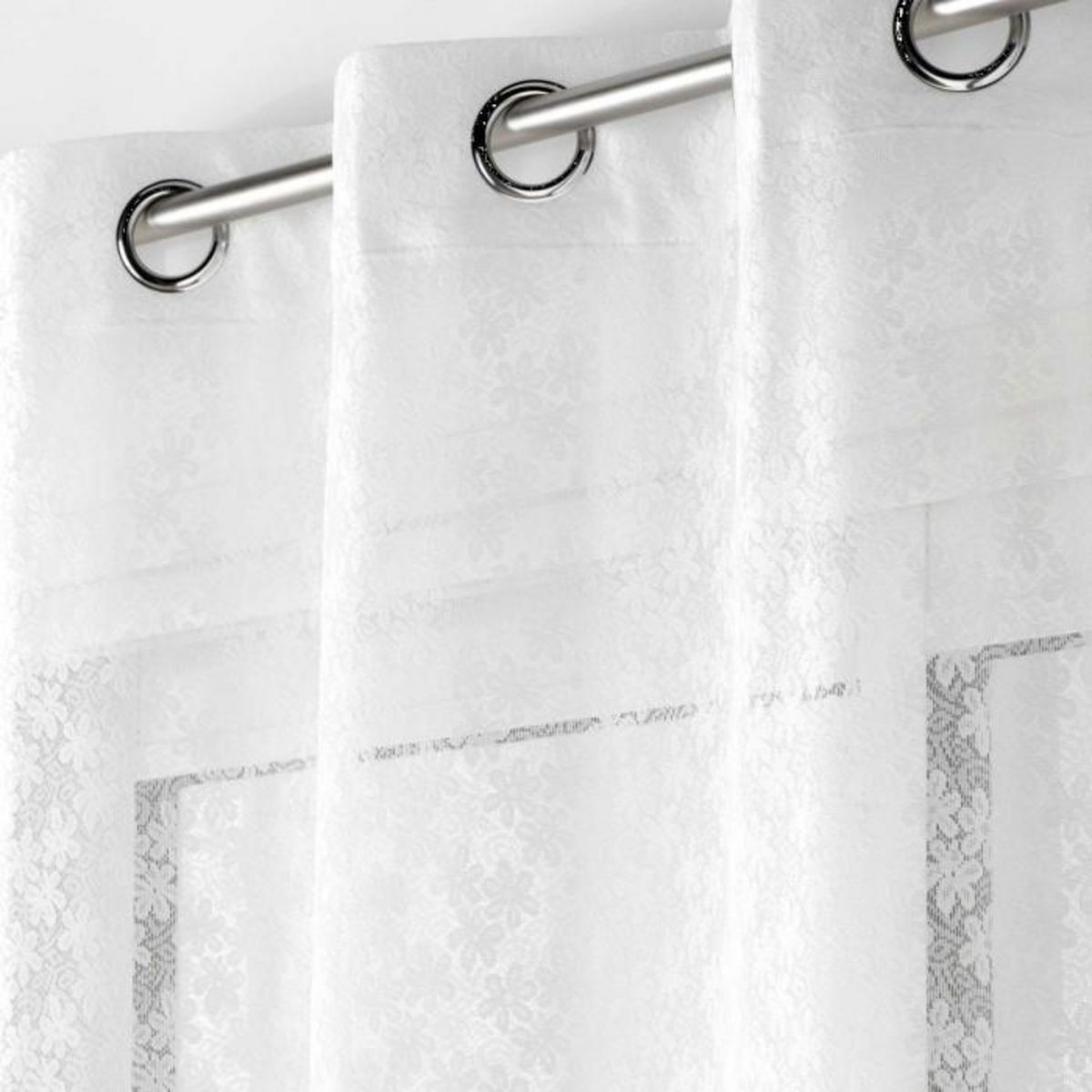 Paris Prix Rideau Voilage à Œillets Maille  Fanny  140x240cm Blanc