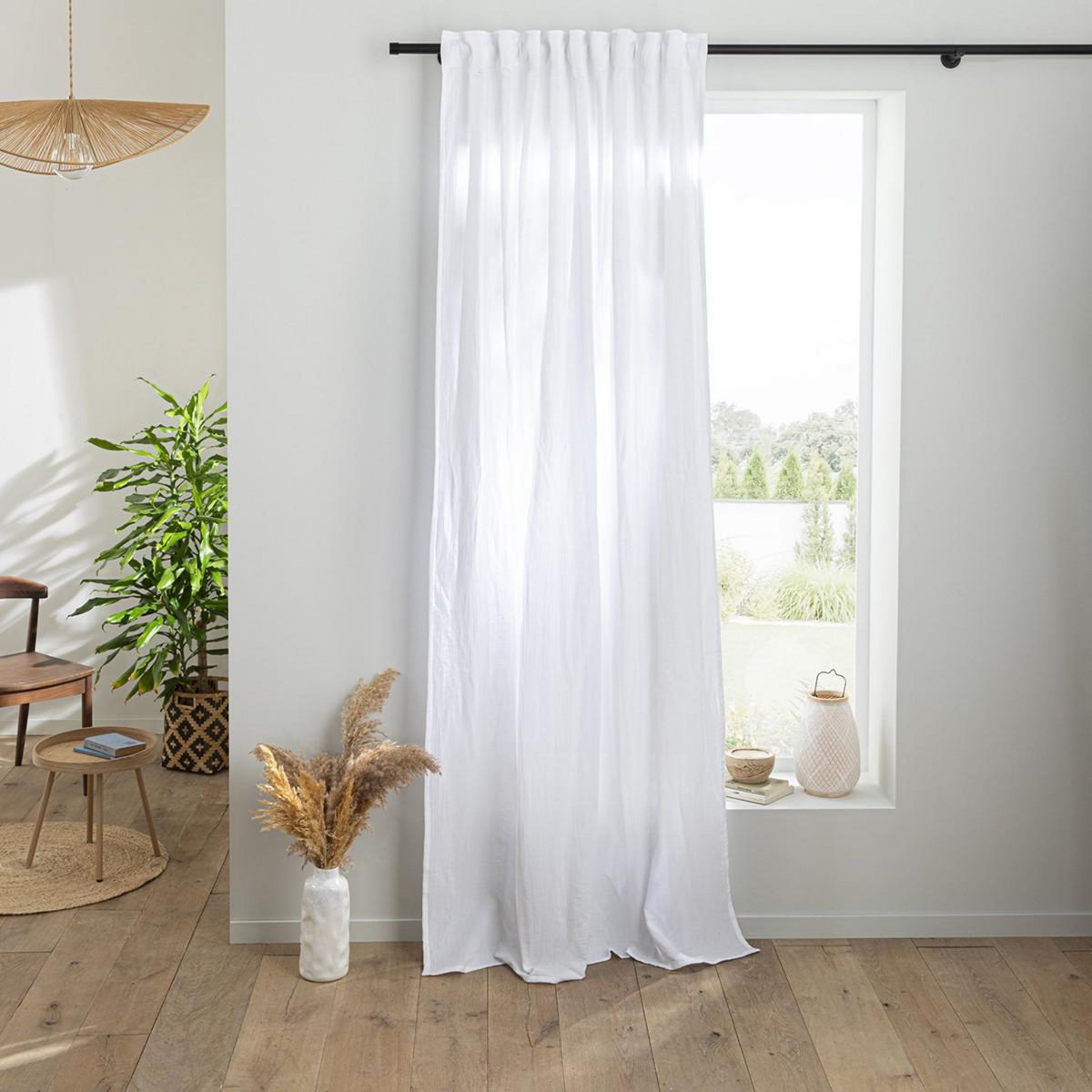 FUTURE HOME Rideau uni en gaze de coton pattes cachées à l'unité 140x260cm