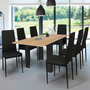 Voir la diapositive 2 : ID MARKET Table à manger extensible rectangle DONA 4-8 personnes noire plateau façon hêtre 80-160 cm