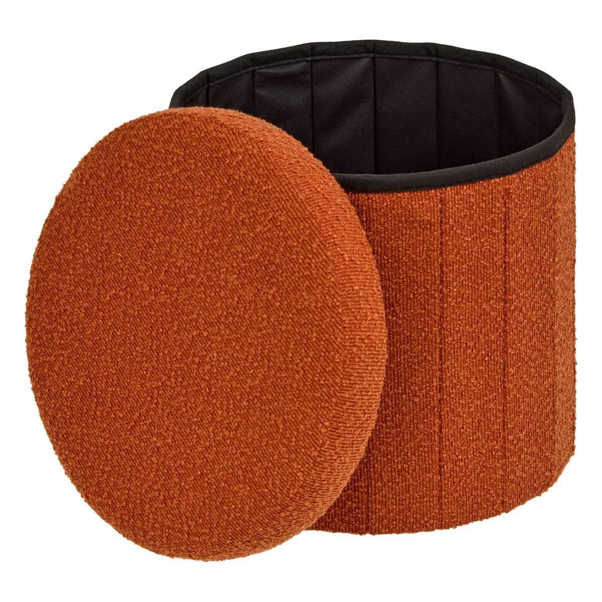 Voir la diapositive 2 : ATMOSPHERA Pouf coffre pliant bouclette  fink  38cm ambre