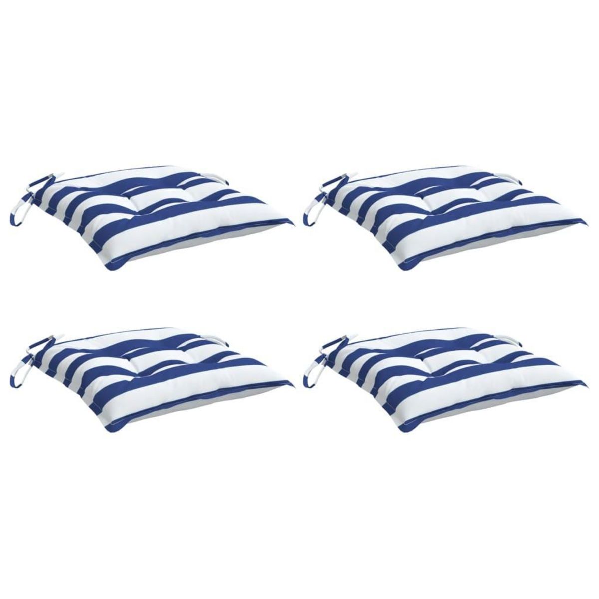 VIDAXL Coussins de chaise lot de 4 rayures bleues blanches 50x50x7 cm