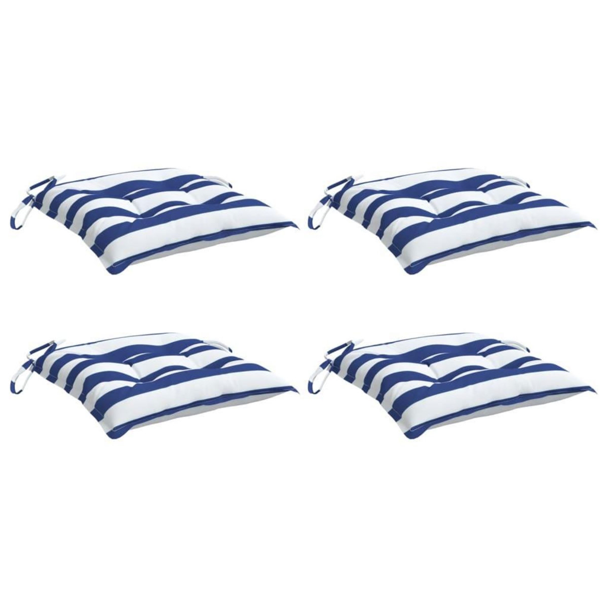 VIDAXL Coussins de chaise lot de 4 rayures bleues blanches 50x50x7 cm