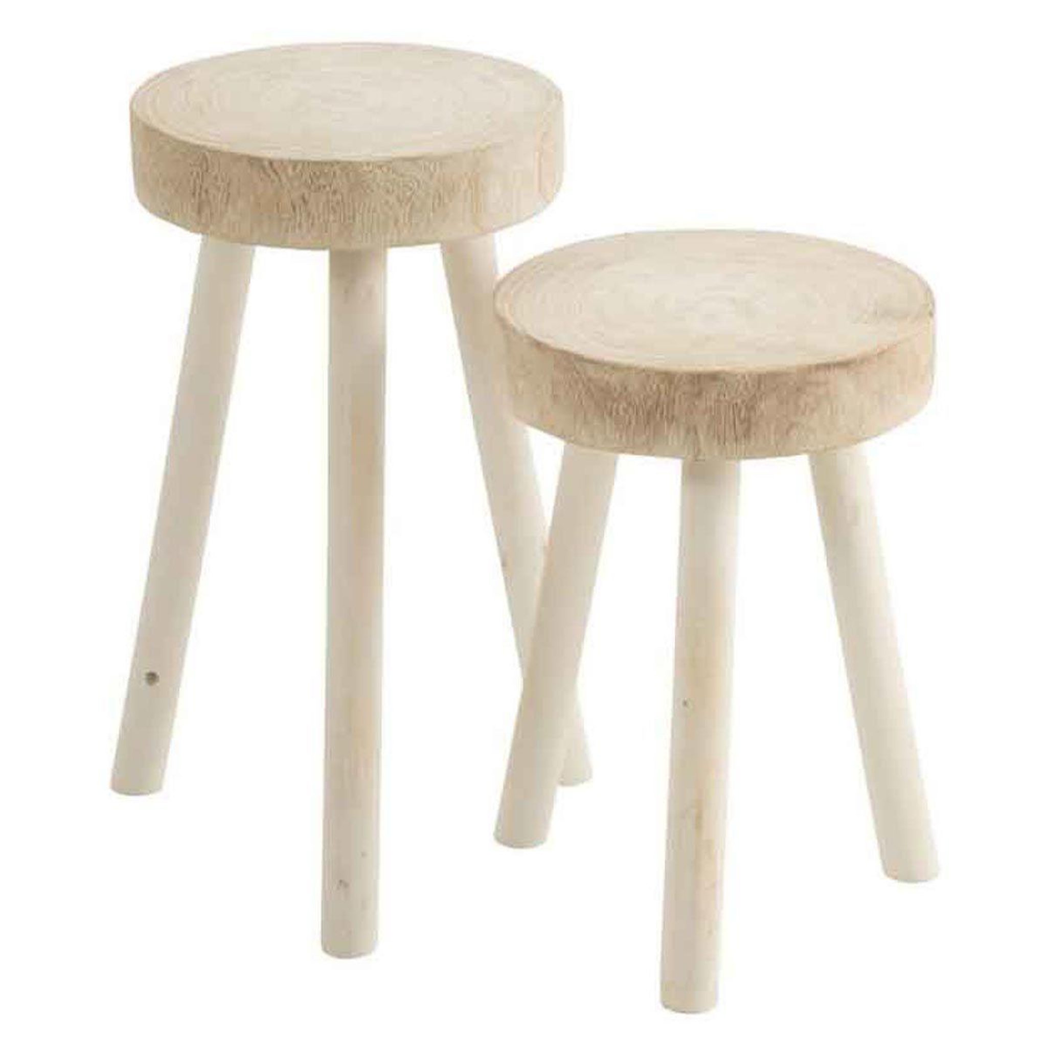 J-LINE Lot de 2 tabourets en bois  jenny  56cm blanc