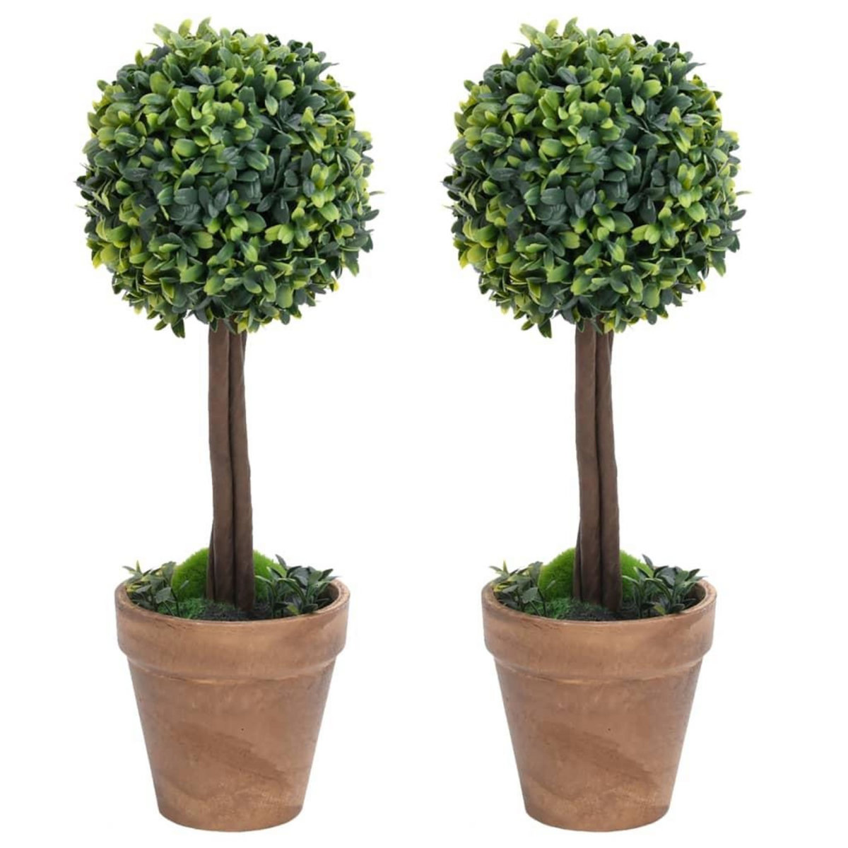 VIDAXL Plantes de buis artificiel 2 pcs avec pots Boule Vert 33 cm