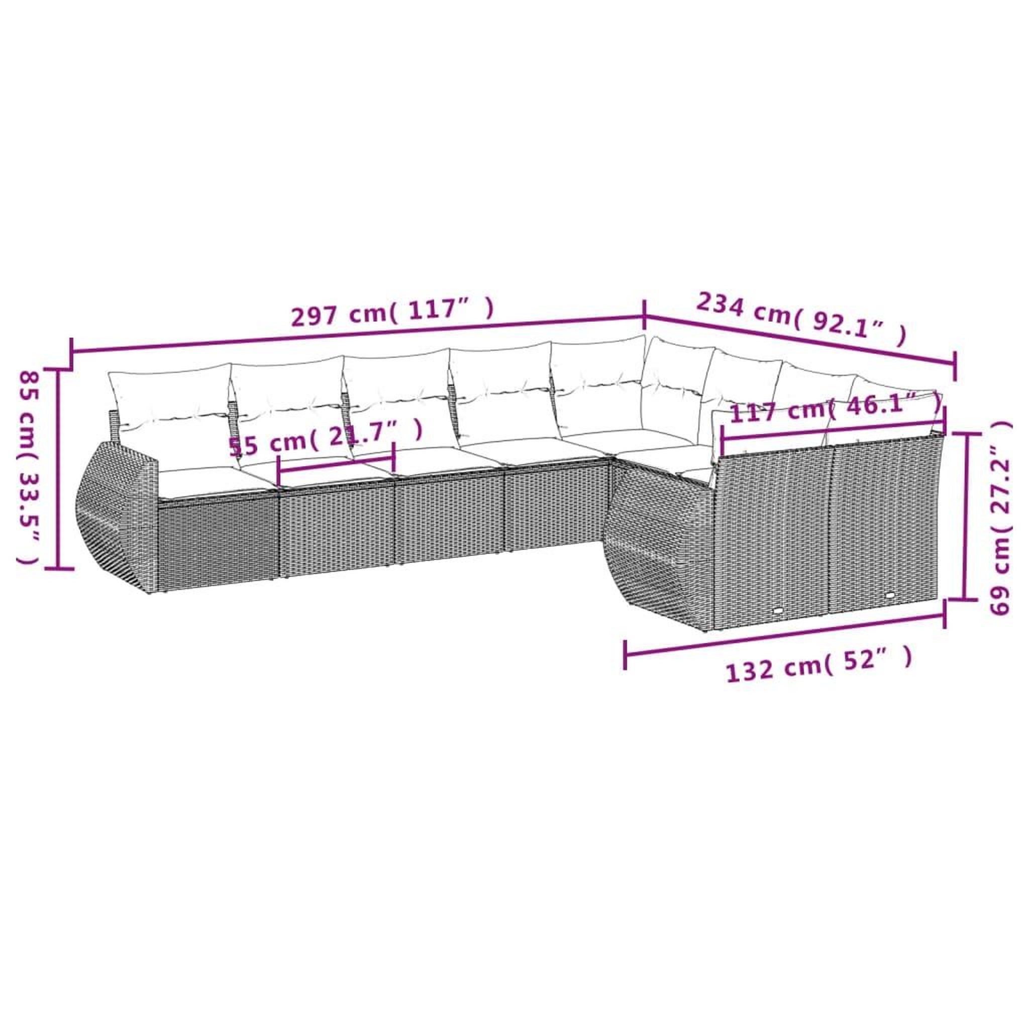 Voir la diapositive 4 : VIDAXL Salon de jardin 9 pcs avec coussins noir resine tressee