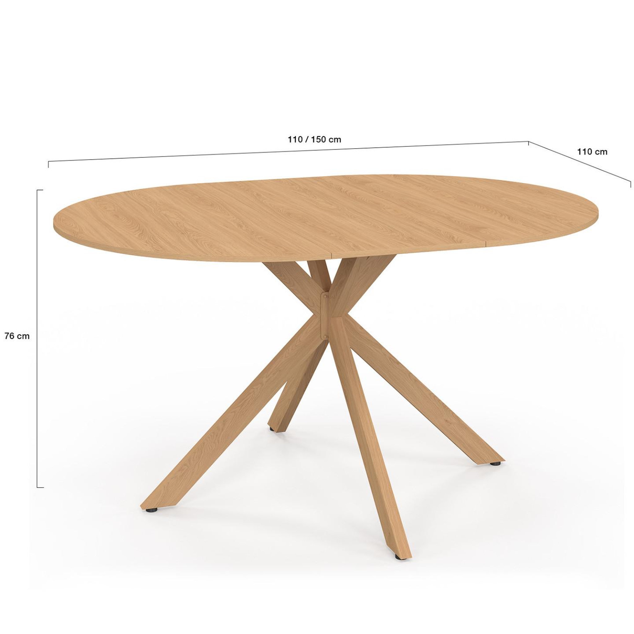 Voir la diapositive 5 : ID MARKET Table à manger extensible ronde alix 4-8 personnes pied araignée bois effet hêtre 110-150 cm