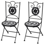 VIDAXL Chaises pliables de bistro lot de 2 Ceramique Noir et blanc