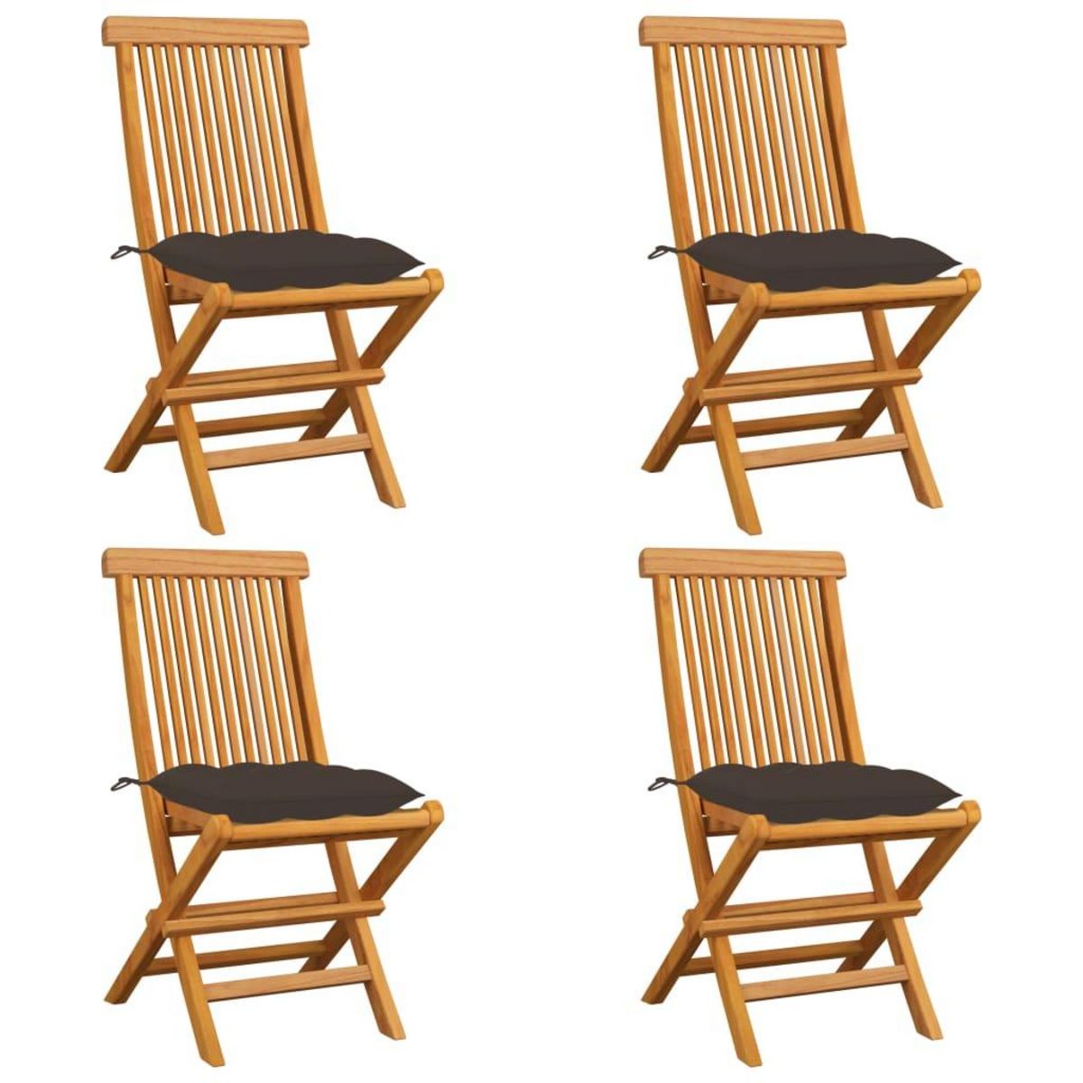 VIDAXL Chaises de jardin et coussins taupe lot de 4 Bois teck massif