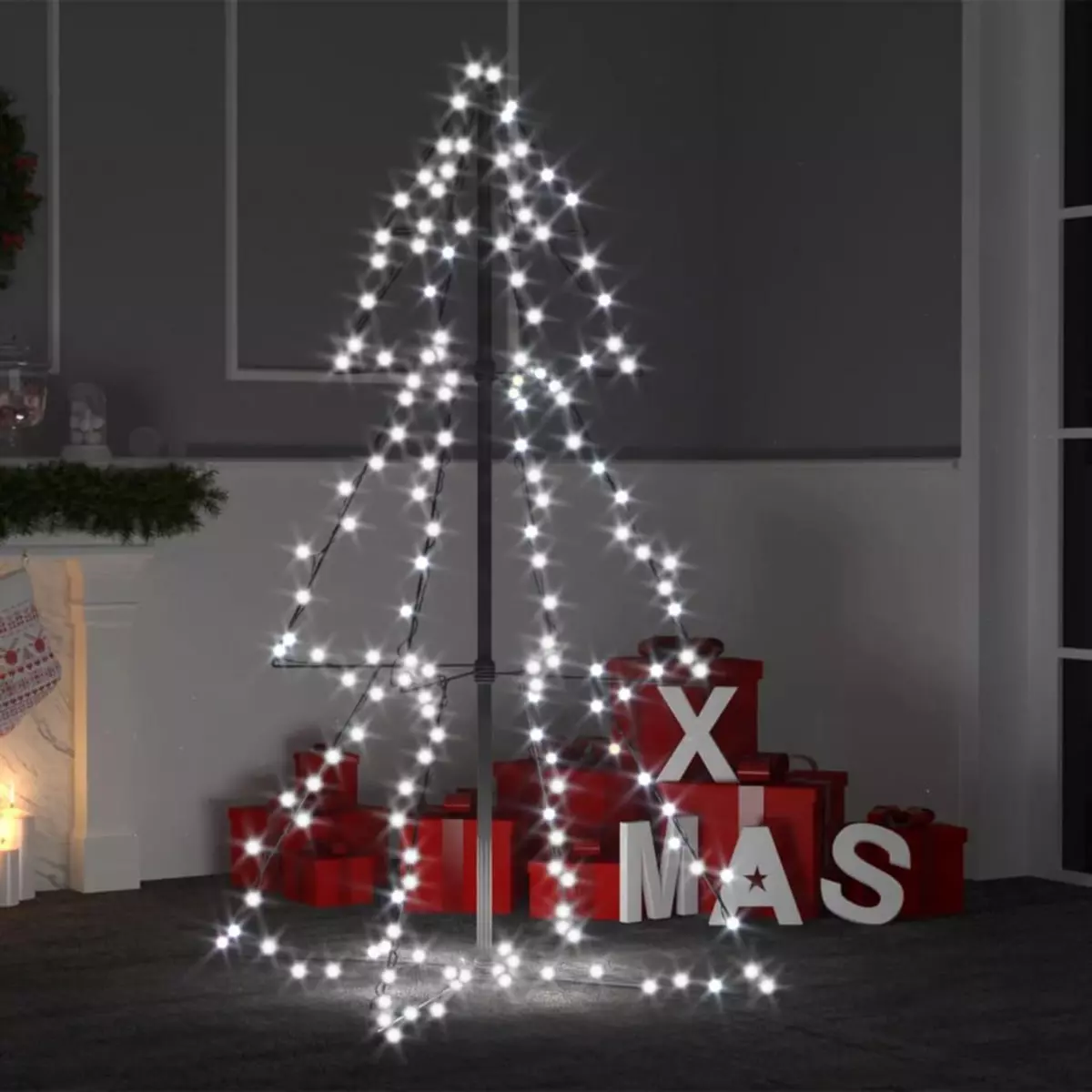 VIDAXL Arbre de Noël cone 160 LED d'interieur/d'exterieur 78x120 cm