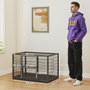Voir la diapositive 3 : PAWHUT Cage pour chien 94 x 60 x 64 cm toit ouvrant trappes nourrissage porte acier noir