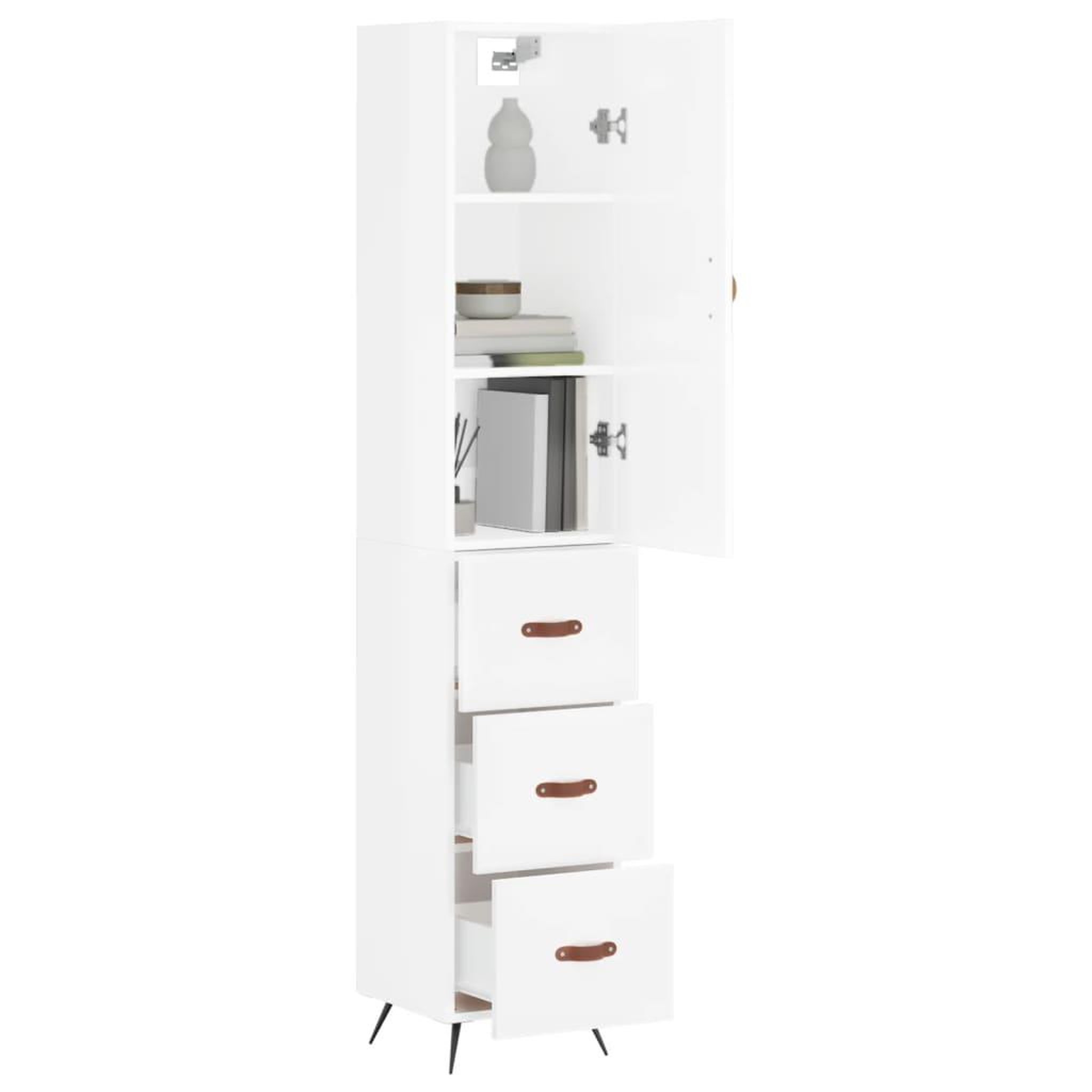 Voir la diapositive 3 : VIDAXL Buffet haut Blanc brillant 34,5x34x180 cm Bois d'ingenierie