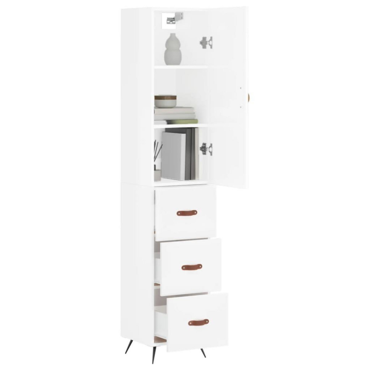 VIDAXL Buffet haut Blanc brillant 34,5x34x180 cm Bois d'ingenierie