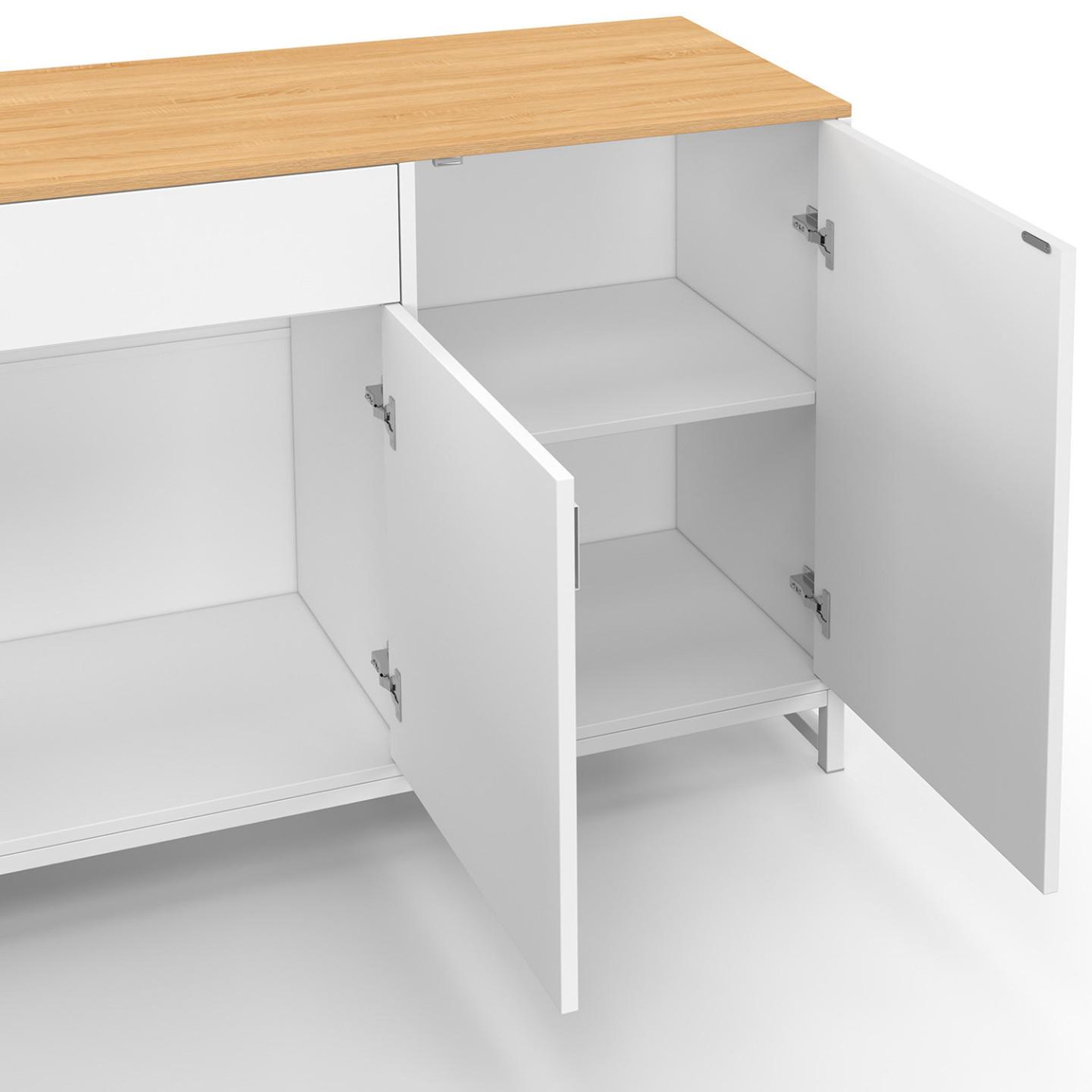 Voir la diapositive 6 : ID MARKET Buffet 180 cm washington xxl 4 portes et 1 tiroir bois et blanc