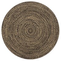 Tapis rond en Jute Nude - Imprimé Noir - Diamètre 90 cm