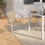 Voir la diapositive 2 : ID MARKET Lot de 4 chaises de jardin THELMA métal et textilène empilables blanc et beige