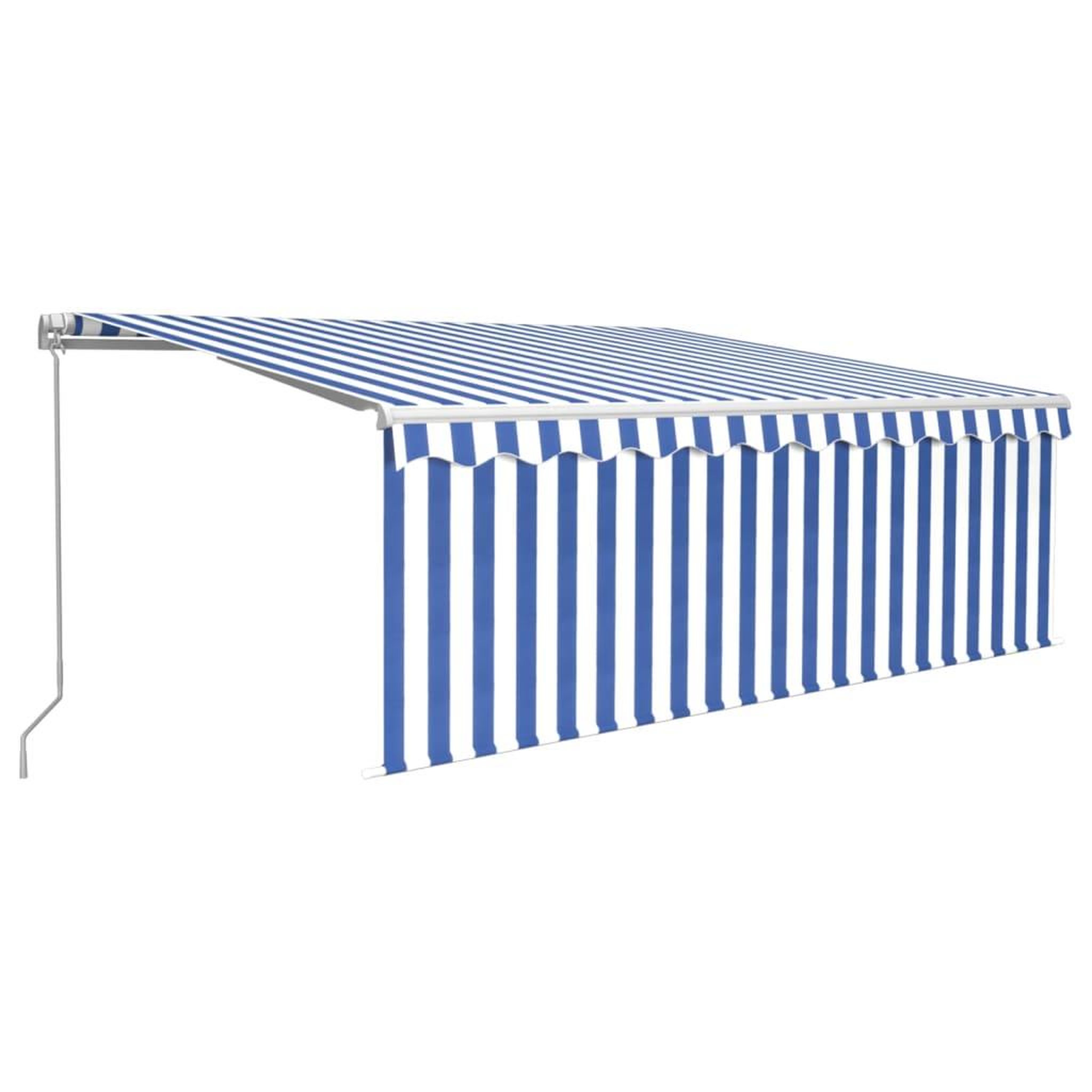 Voir la diapositive 2 : VIDAXL Auvent manuel retractable avec store et LED 4x3 m Bleu et blanc