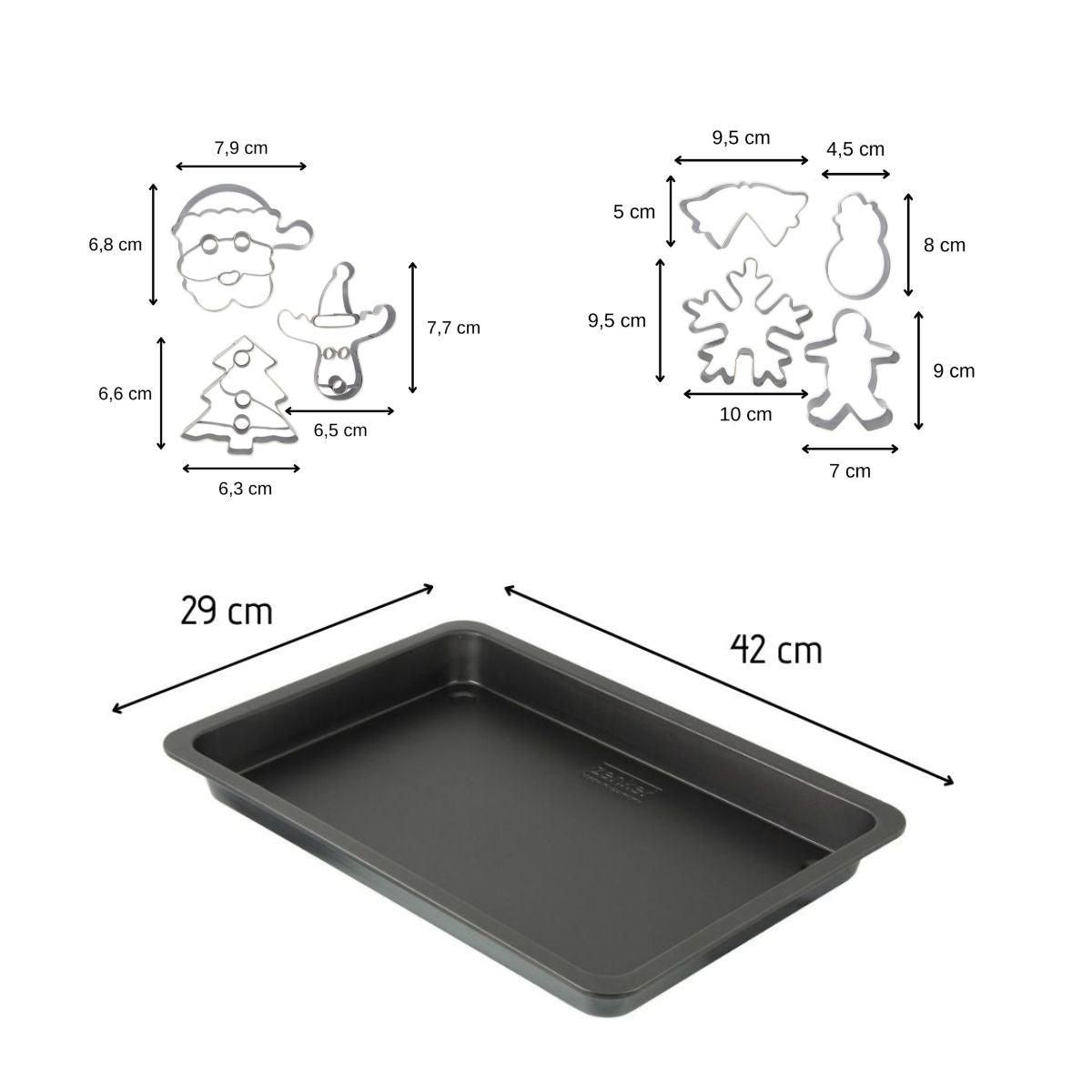 ZENKER Plaque de cuisson four de 42 x 29 cm et 7 emporte-pièces de Noël inox Zenker Noël