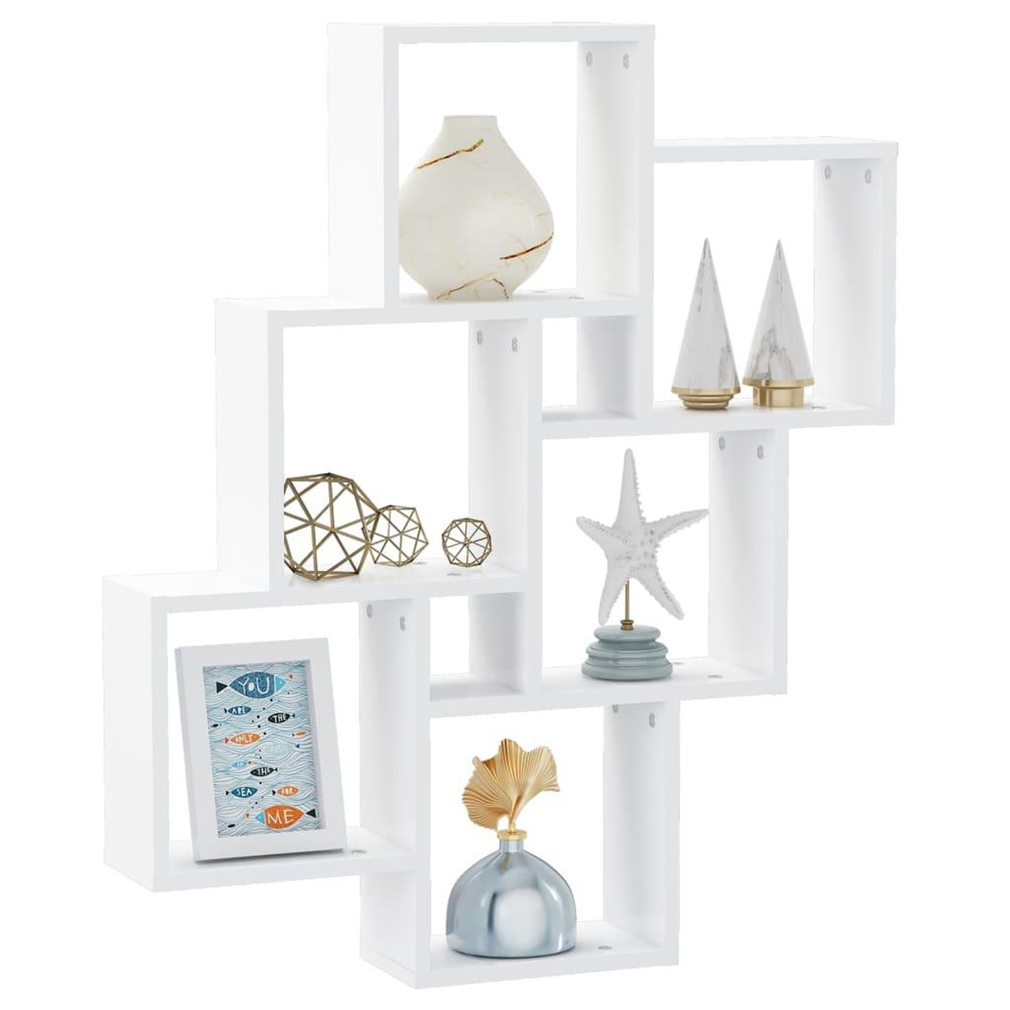 Voir la diapositive 3 : VIDAXL Etagere murale cube Blanc 78x15x93 cm Bois d'ingenierie