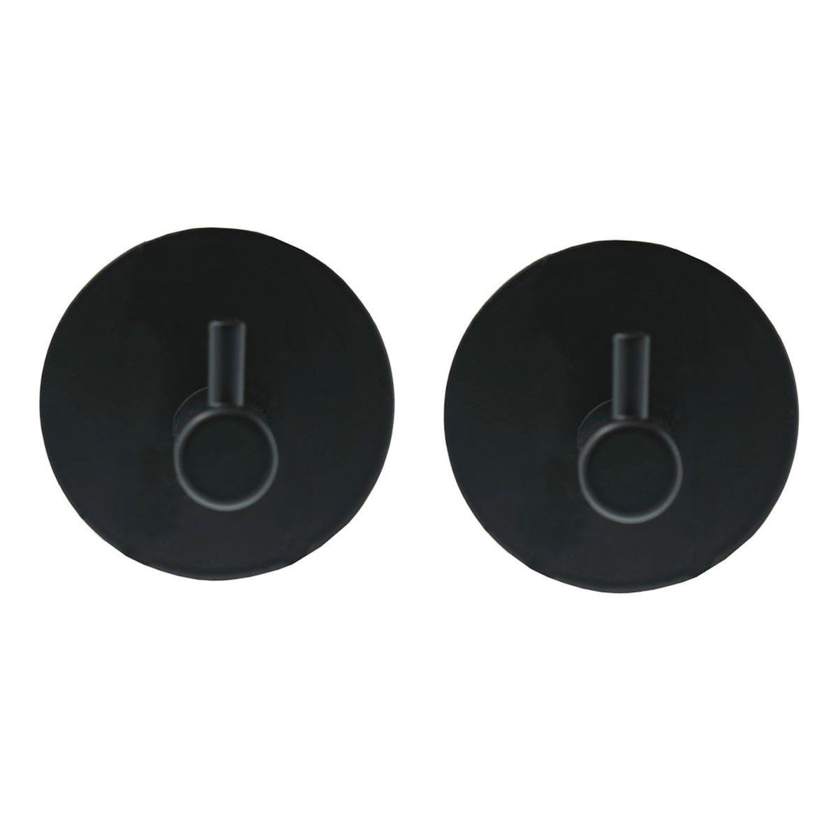 Paris Prix Lot de 2 Patères Adhésives Rondes  Fixeo  5cm Noir
