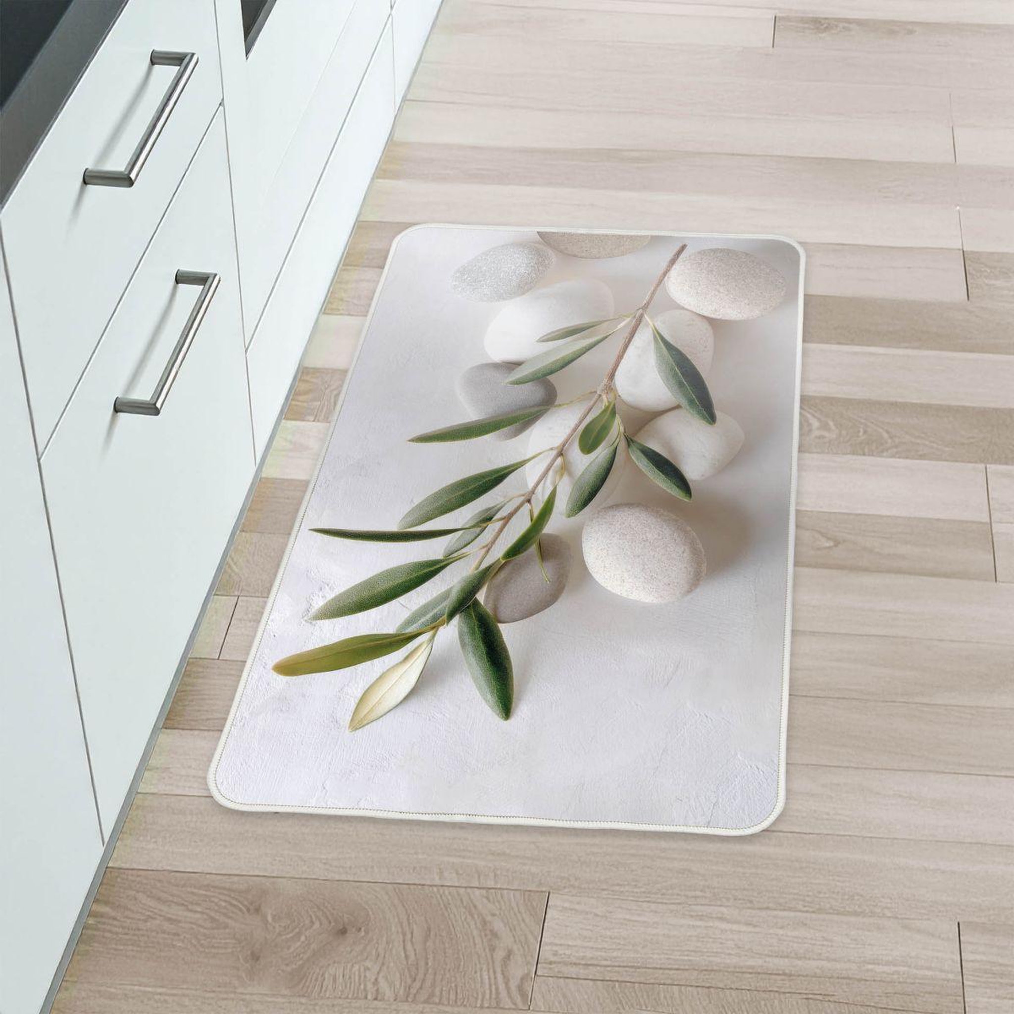 Voir la diapositive 2 : Douceur d'Intérieur Tapis imprimé  corfou  45x75cm blanc