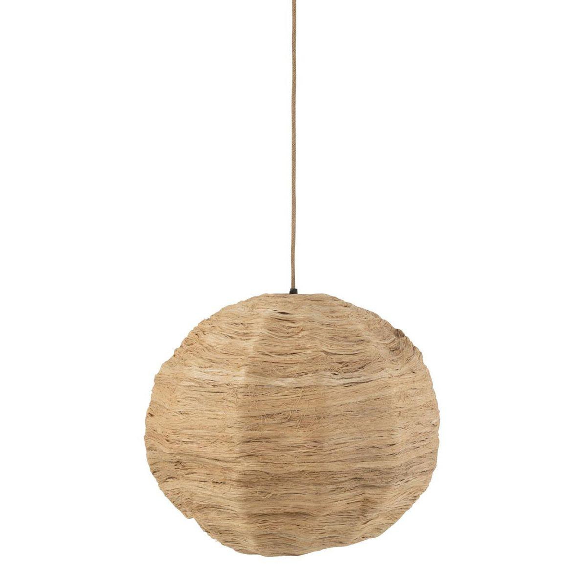 J-LINE Lampe Suspension Boule  Feuille  50cm Naturel