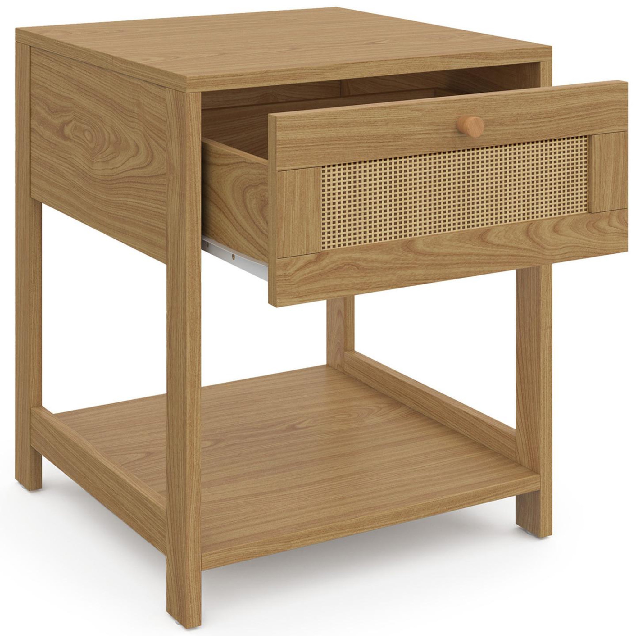 Voir la diapositive 3 : ID MARKET Lot de 2 tables de chevet hanae vintage 1 tiroir avec tablette effet naturel cannage