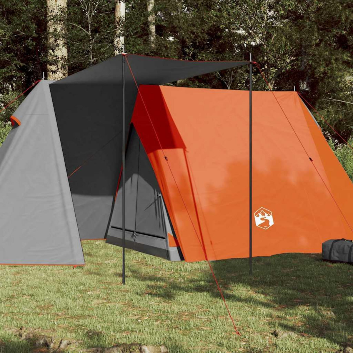 VIDAXL Tente de camping 3 personnes gris et orange impermeable