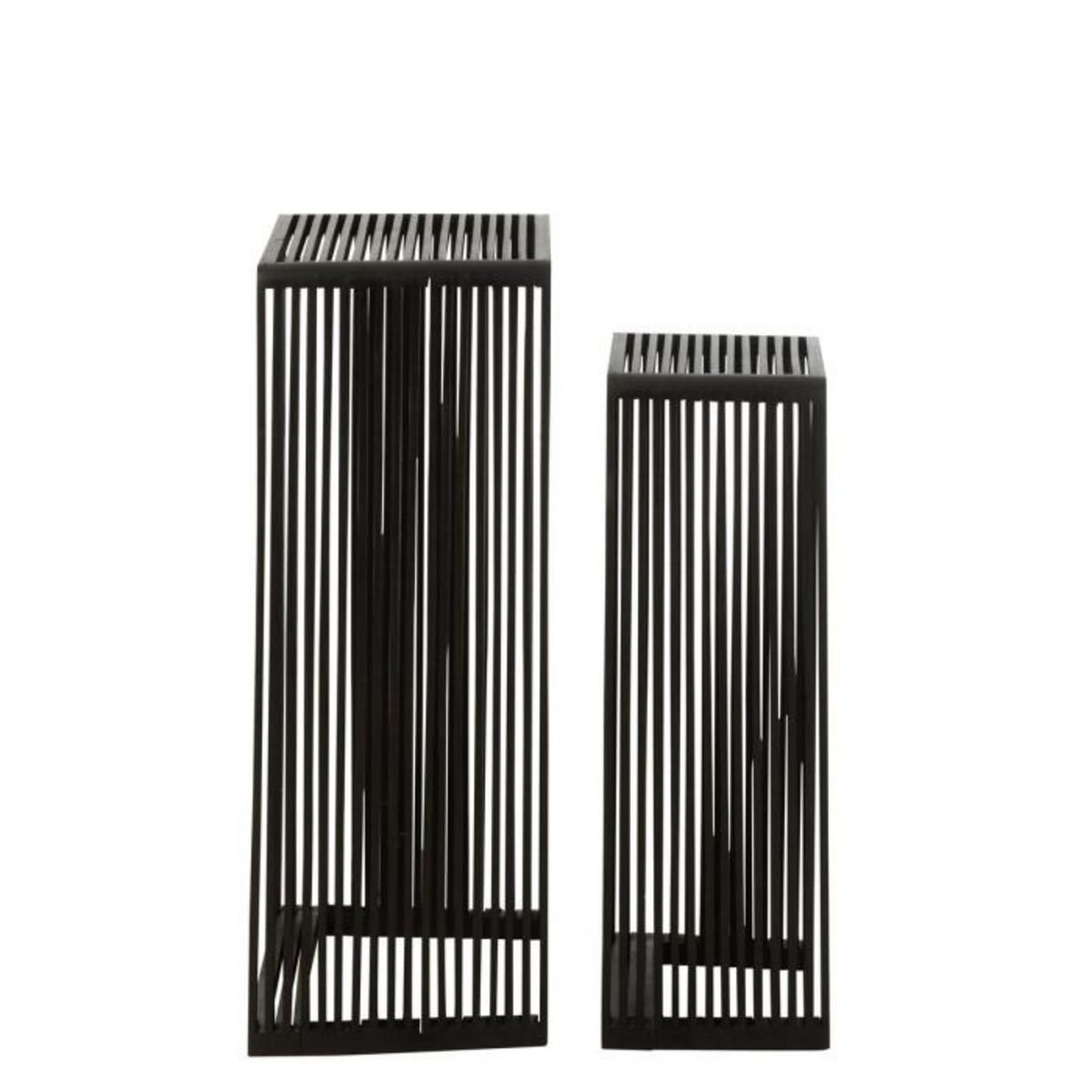 Paris Prix Lot de 2 Tables d'Appoint en Bois  Teck  88cm Noir