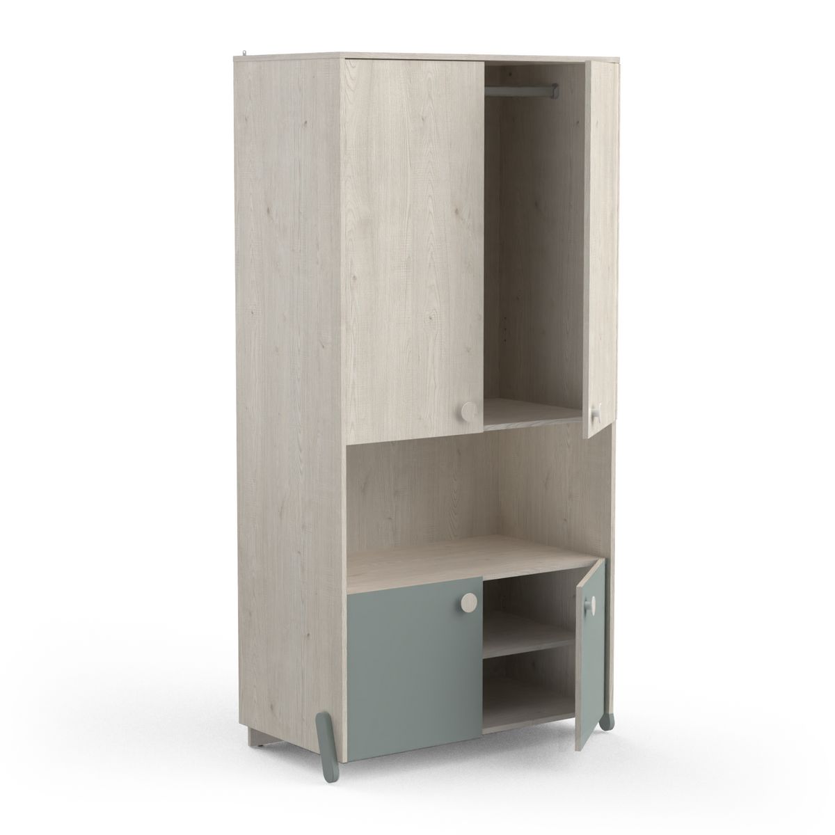 Armoire enfant 4 portes 1 niches L89cm NOLAN