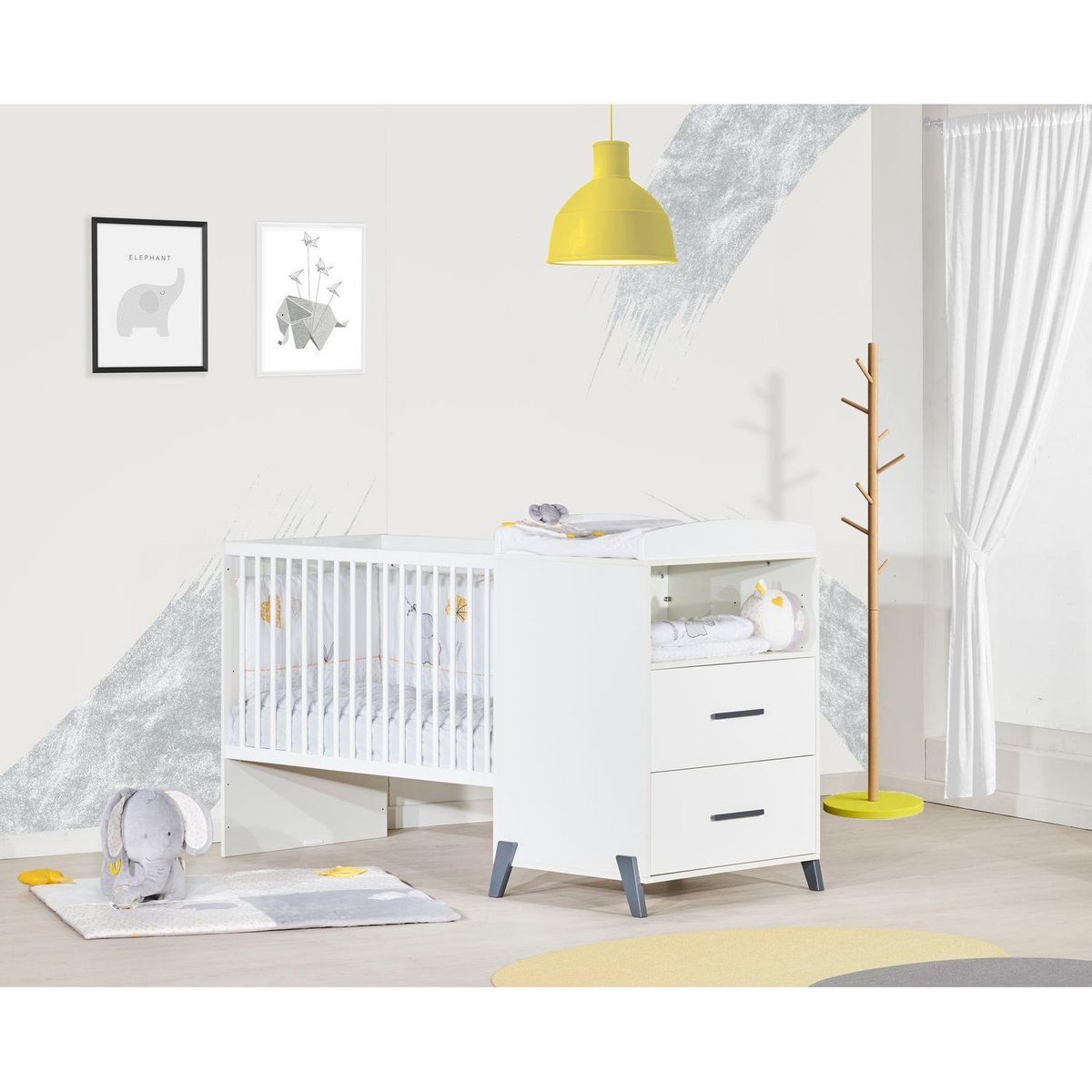 BABY PRICE  Lit bébé combiné 120x60 évolutif en 90x190cm JOY coloris gris  