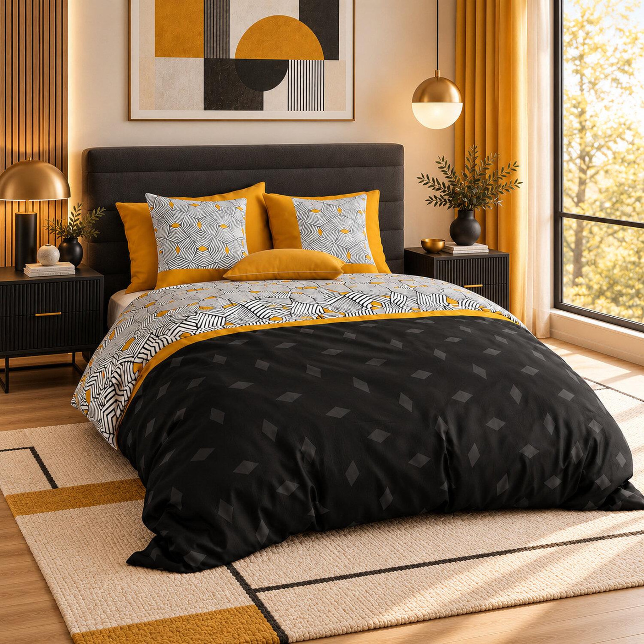 Voir la diapositive 2 : ATELIER DU COTON Parure housse de couette 100%coton 57fils faro