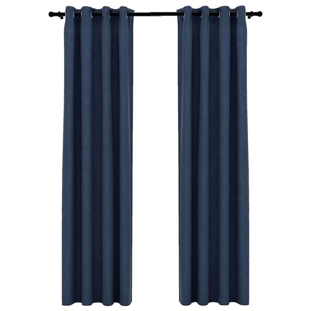 VIDAXL Rideaux occultants Aspect lin avec œillets 2 pcs Bleu 140x245cm