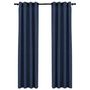 Voir la diapositive 2 : VIDAXL Rideaux occultants Aspect lin avec œillets 2 pcs Bleu 140x245cm