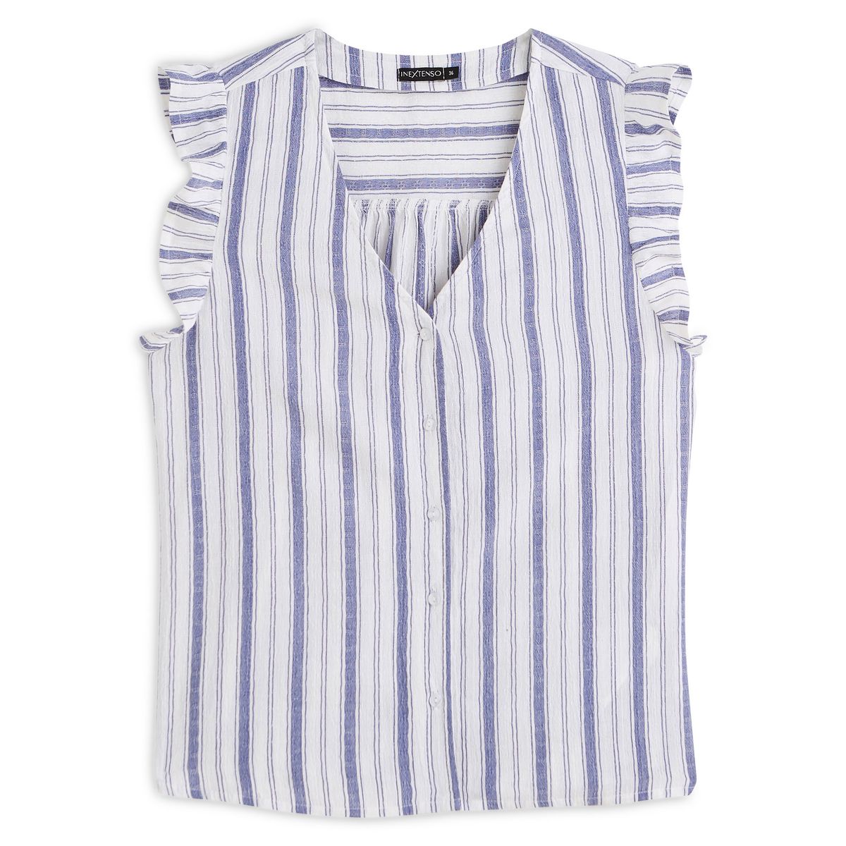 IN EXTENSO Top blanc avec volants à rayures femme