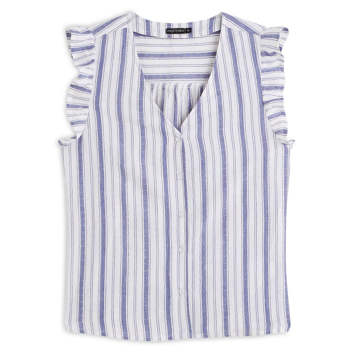 IN EXTENSO Top blanc avec volants à rayures femme