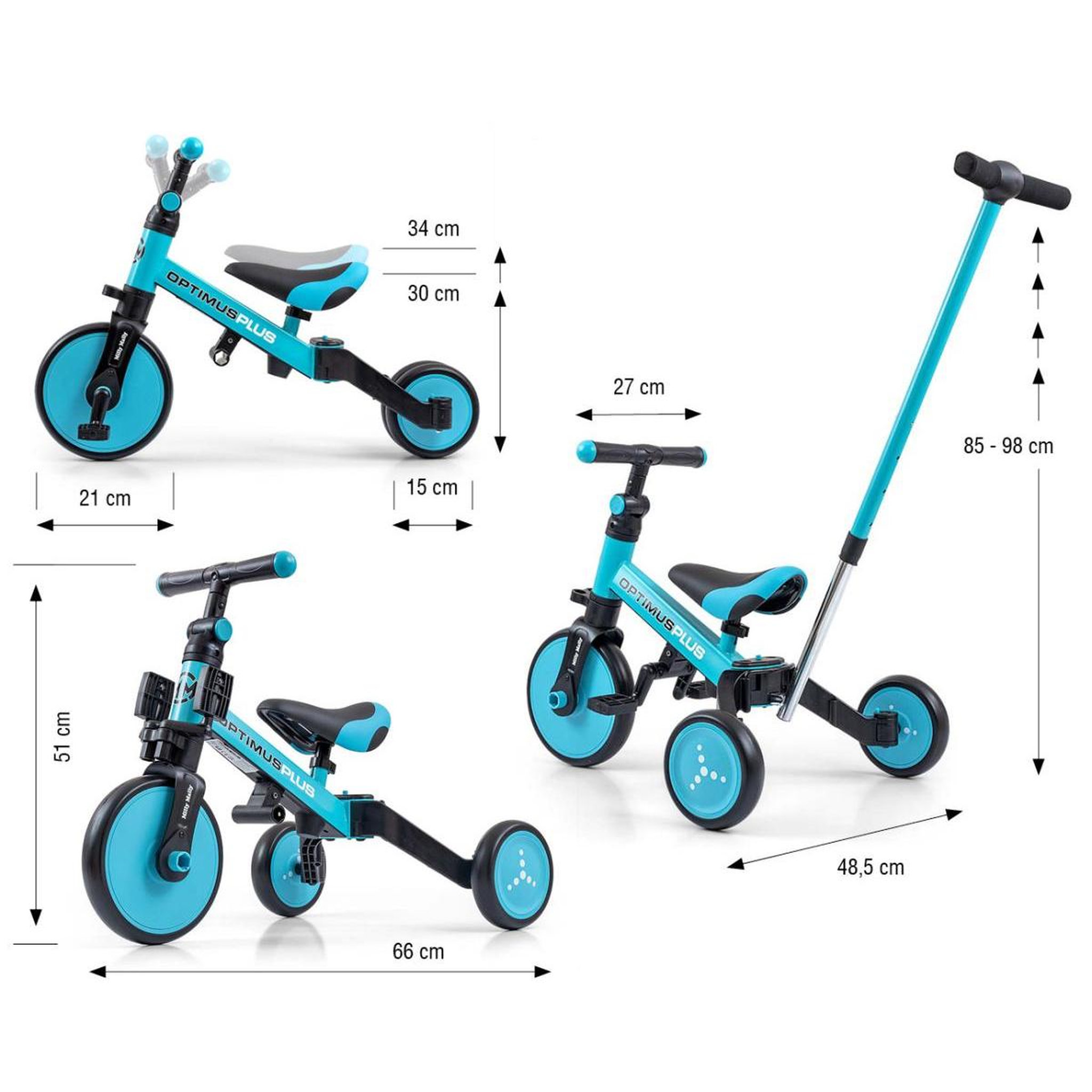 Voir la diapositive 3 : MILLY MALLY Vélo 4-en-1 Optimus Plus Bleu
