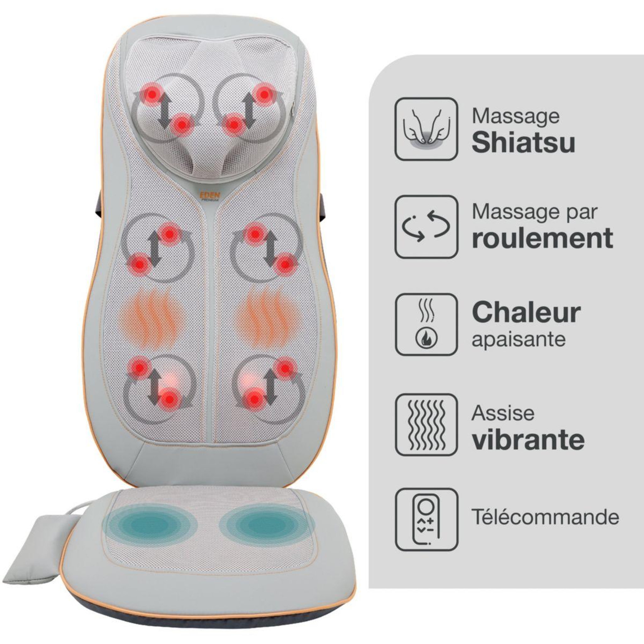 Voir la diapositive 3 : ESSENTIEL B Siège massant chauffant EDM3 eden premium