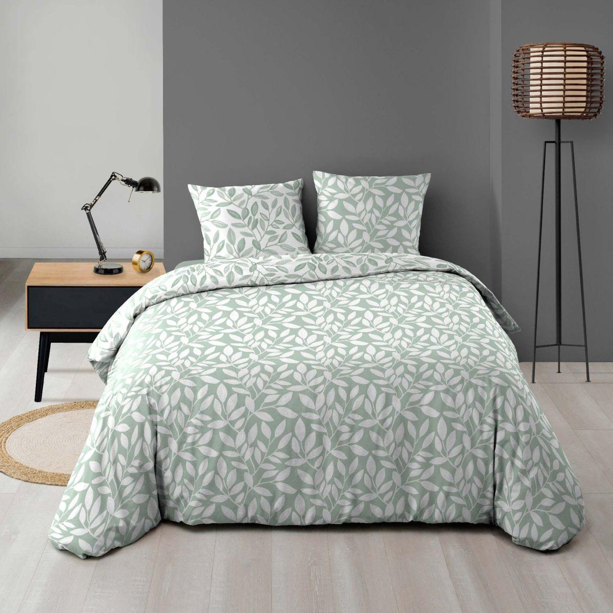 Voir la diapositive 5 : Douceur d'Intérieur Parure de lit réversible 3 pièces  sequoia  240x220cm vert