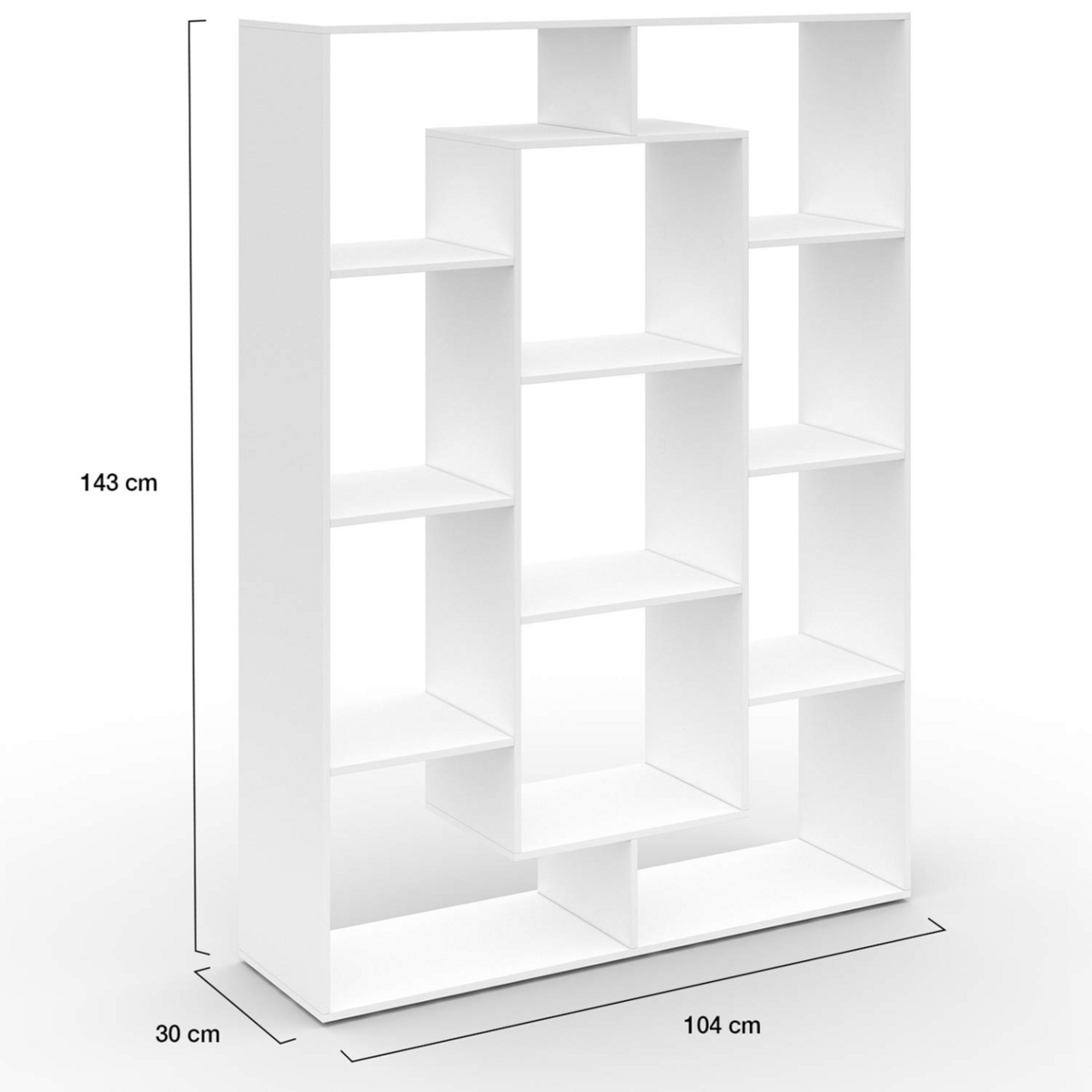 ID MARKET Etagère bibliothèque COLETTE avec 11 compartiments blanc H.143 cm