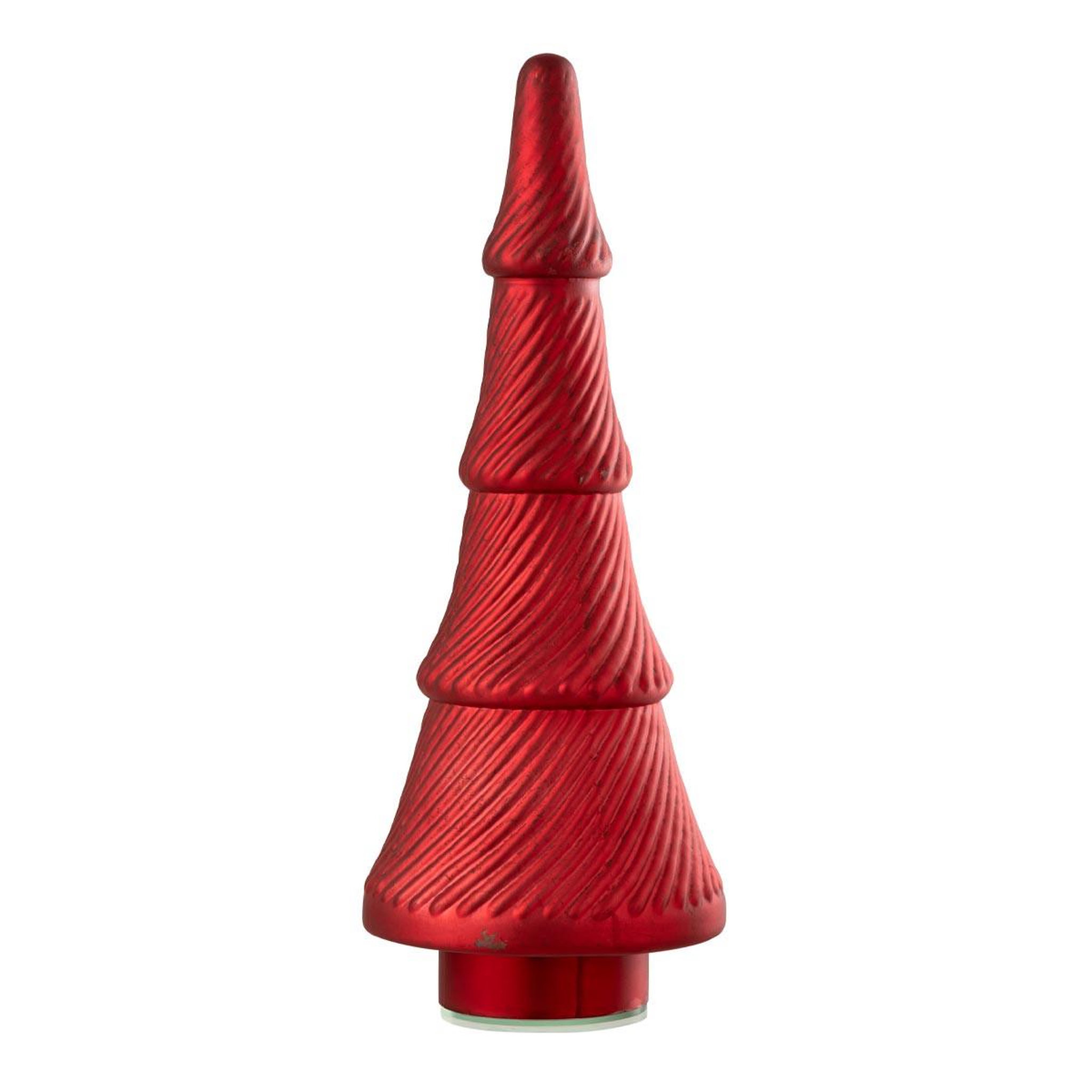 J-LINE Sapin de noël en verre  côtelé  41cm rouge