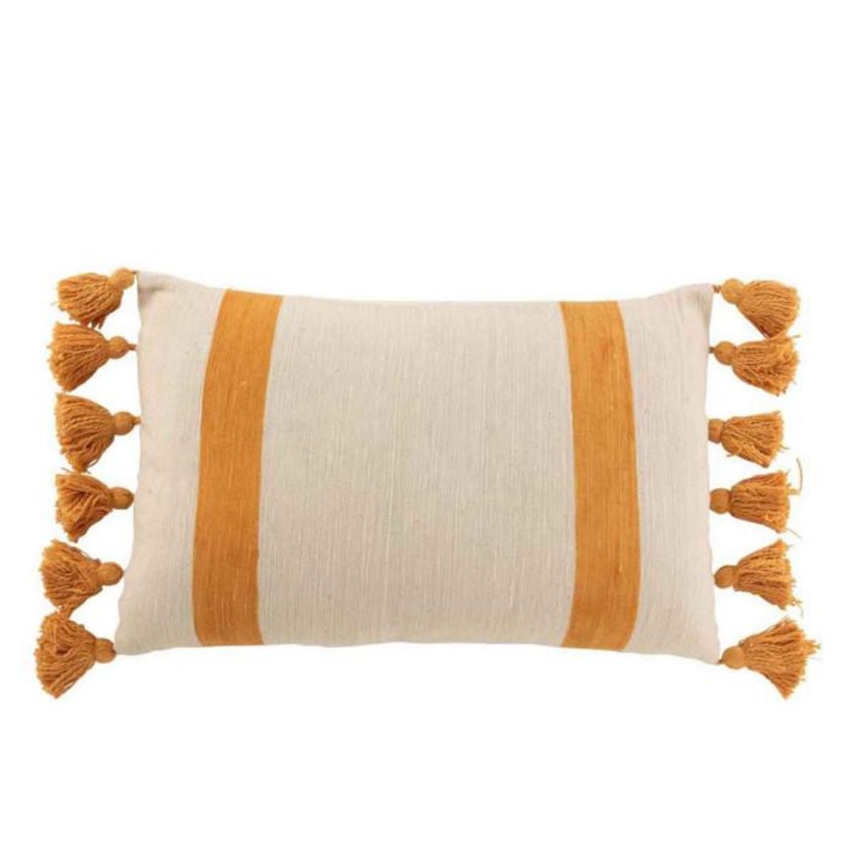 Paris Prix Coussin Déco à Pompons  Rayures  40x60cm Ocre