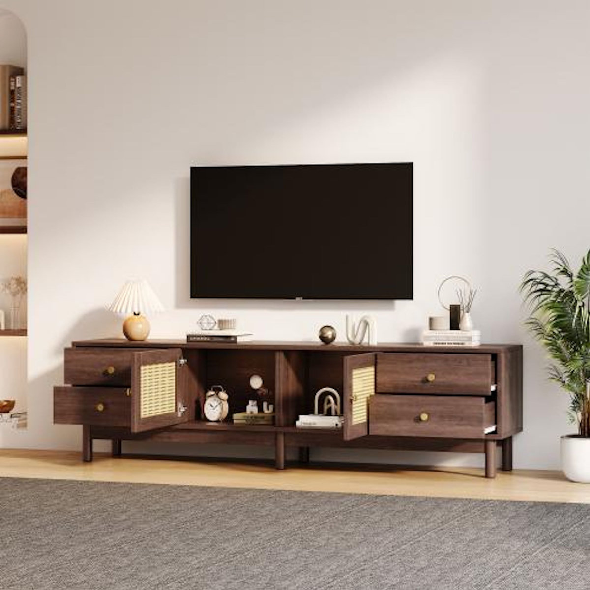 MERAX Meuble tv marron 180 cm panneau de particules
