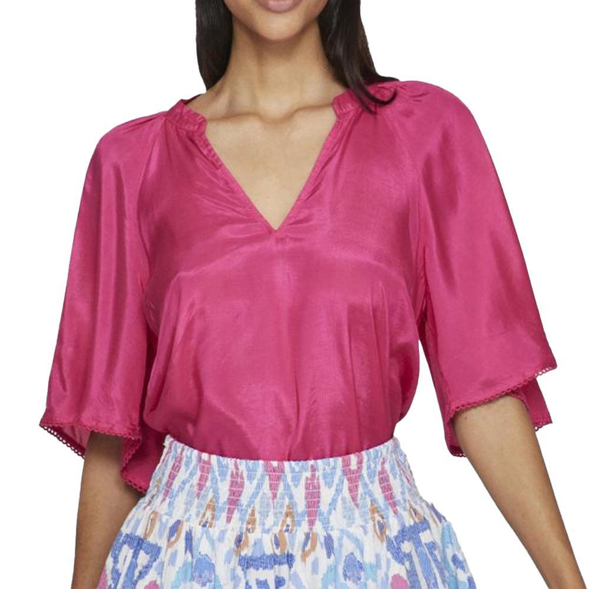 Vila T-Shirt Rose Femme Vila Tinna. Coloris disponibles : Rouge