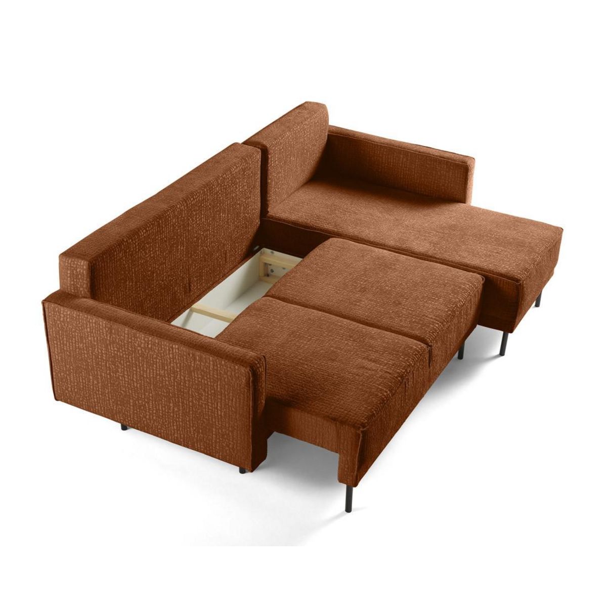 LISA DESIGN Charlie - canapé d'angle réversible 4 places - convertible avec coffre - en tissu velours relief